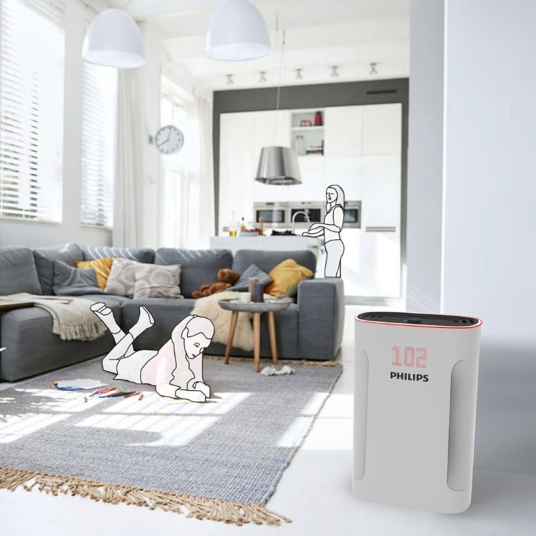 Philips Air purifier depicted in home setting